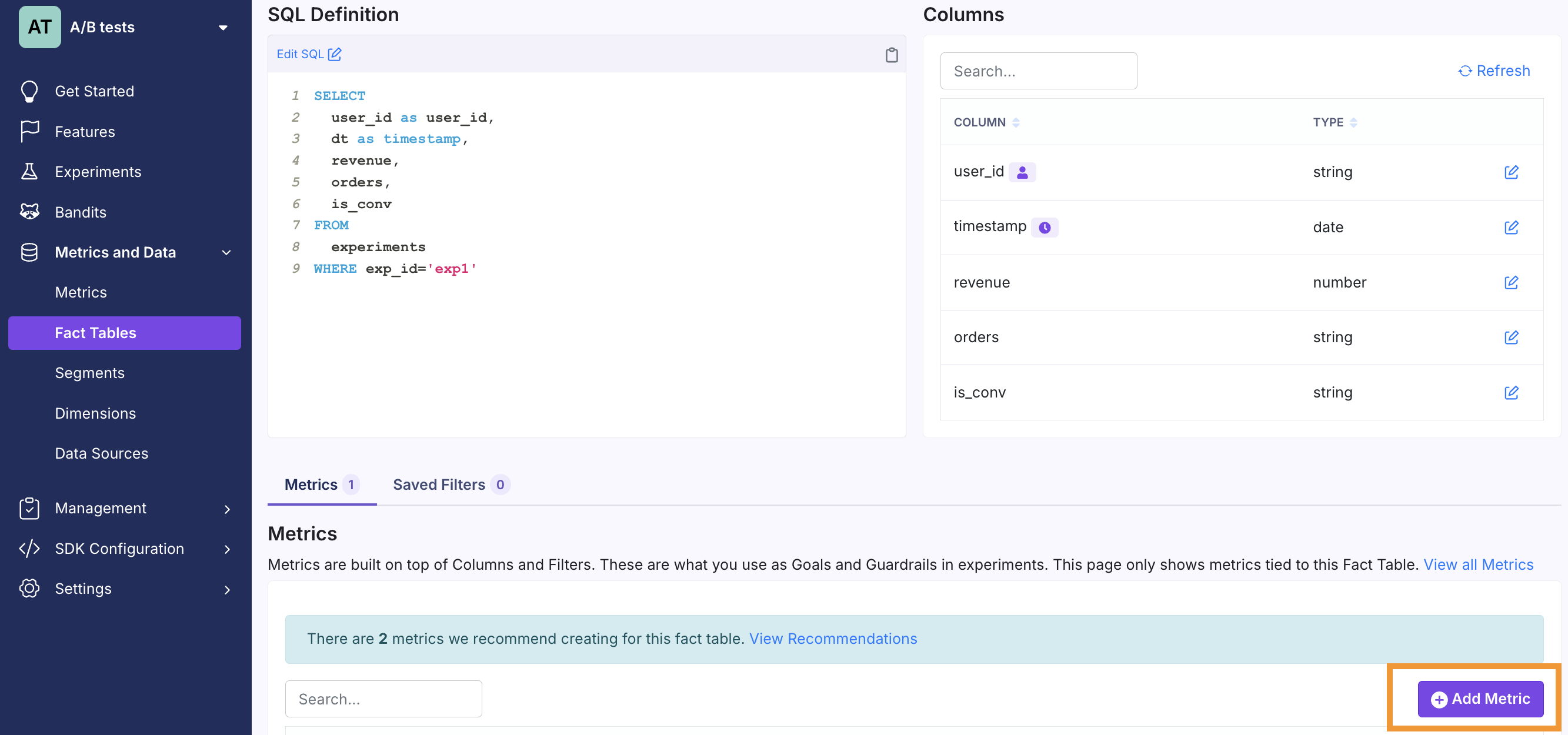 SQL запрос для таблицы фактов