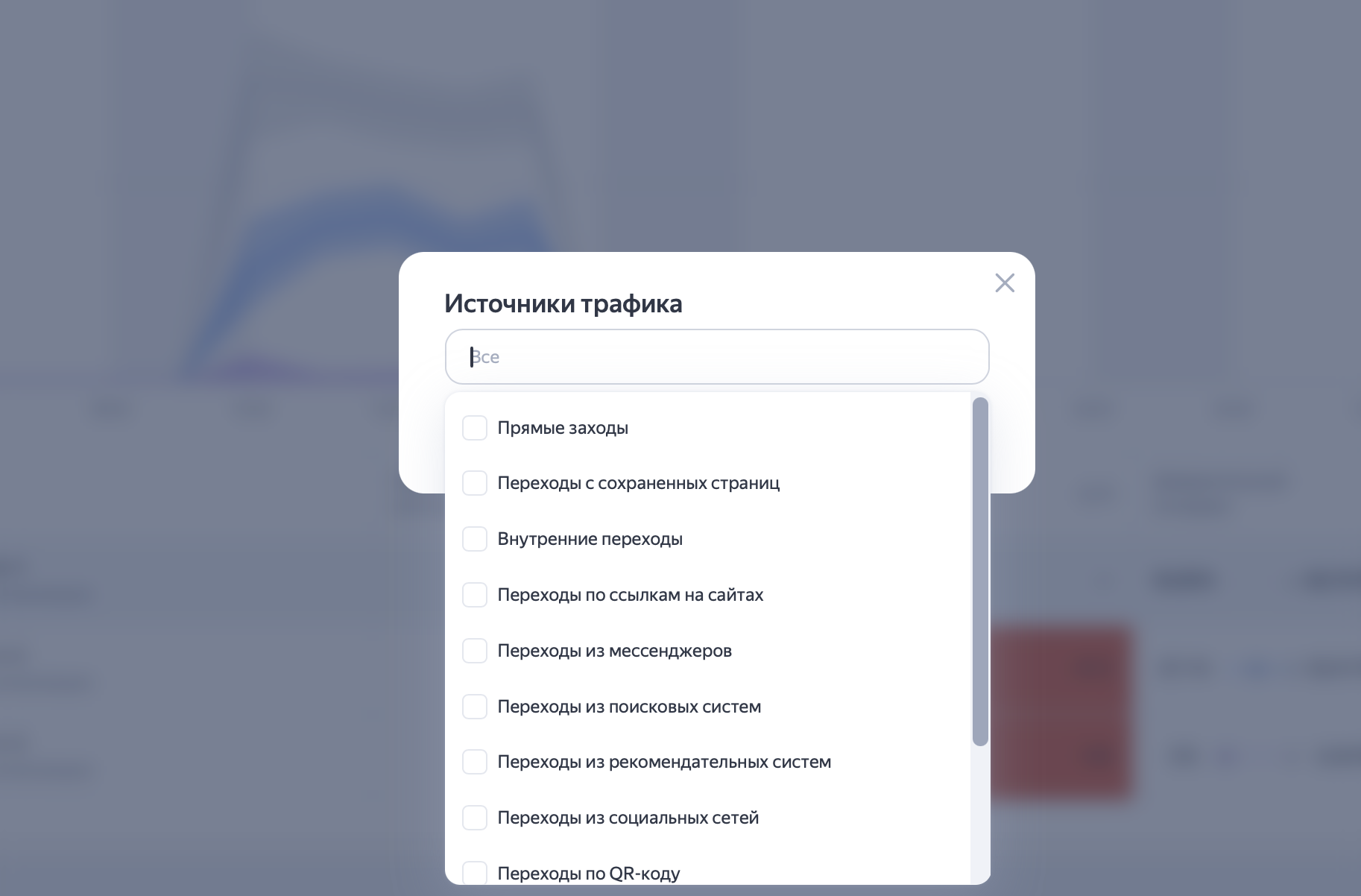 Фильтрация по группам источников трафика